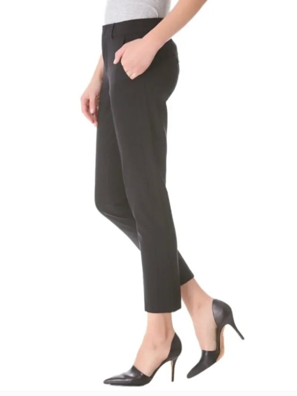 Vince Black Side Strapping Stretch Wool Trousers Pants Minimalist Size 12 EUC - Picture 3 of 16